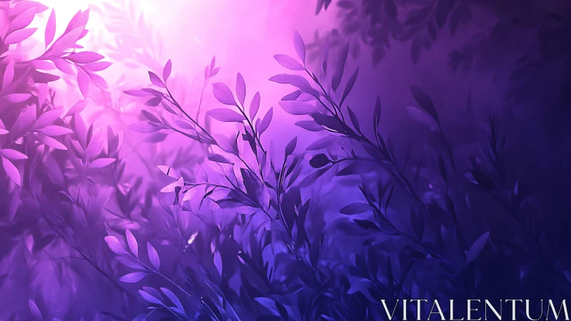 Backlit foliage rendered in high-contrast violet tonal gradient