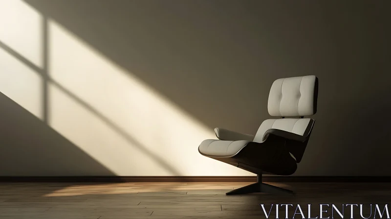 Cozy lounge chair resting in soft afternoon window light.