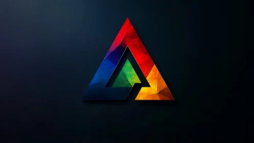Prismatic triangle emblem ignites a dark cosmic canvas.