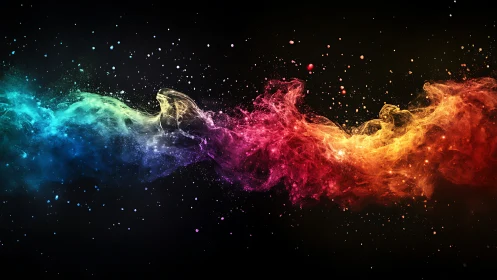 Chromatic nebula stream with high-energy particulate dynamics.