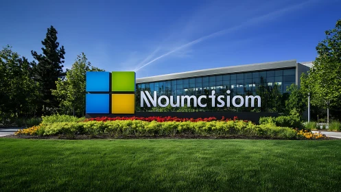 Microsoft's Iconic Sign Commands Suburban Landscape