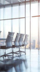 Modern Conference Room with High-Rise City View