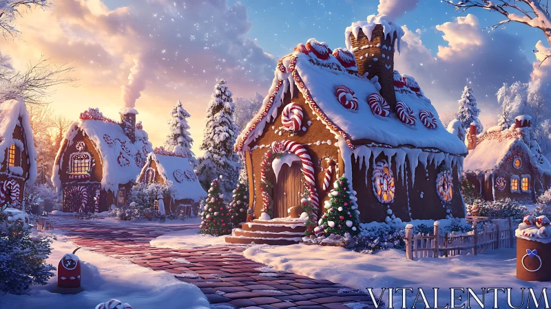 Sugary cottages trade winter shadows for candy-colored glow