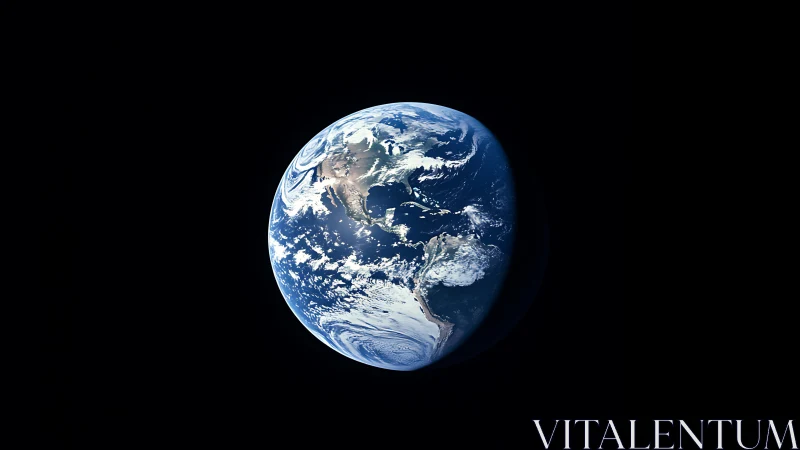Planet Earth viewed from space with dark void backdrop.