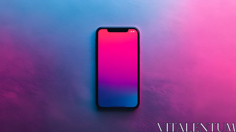 Smartphone with gradient display against vibrant background.