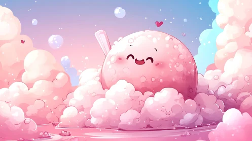 Happy Cotton Candy Planet with Character.