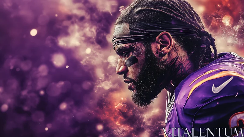 American football portrait uses nebular bokeh lighting effects