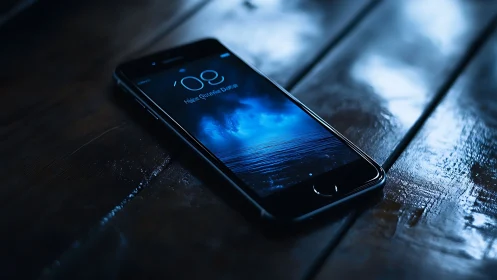 Smartphone on Wet Surface at 1:08 PM Display.