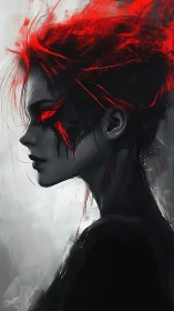 Side-profile digital portrait with red spectral energy effects