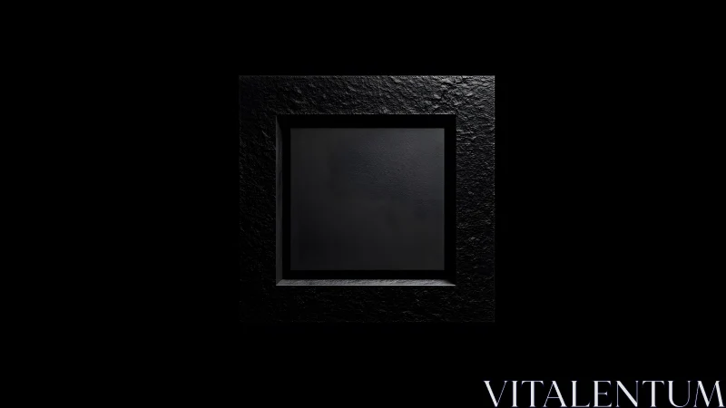 Minimalist black square frame on textured dark background.