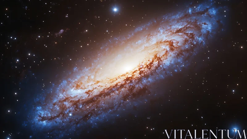 Spiral galaxy core glowing in deep star-filled cosmos.