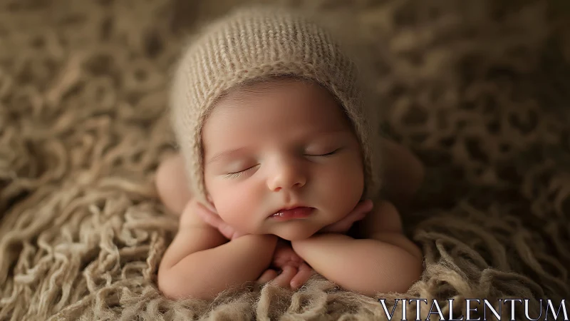 Cherub's Slumber: Newborn Dreams Wrapped in Cream Knit.