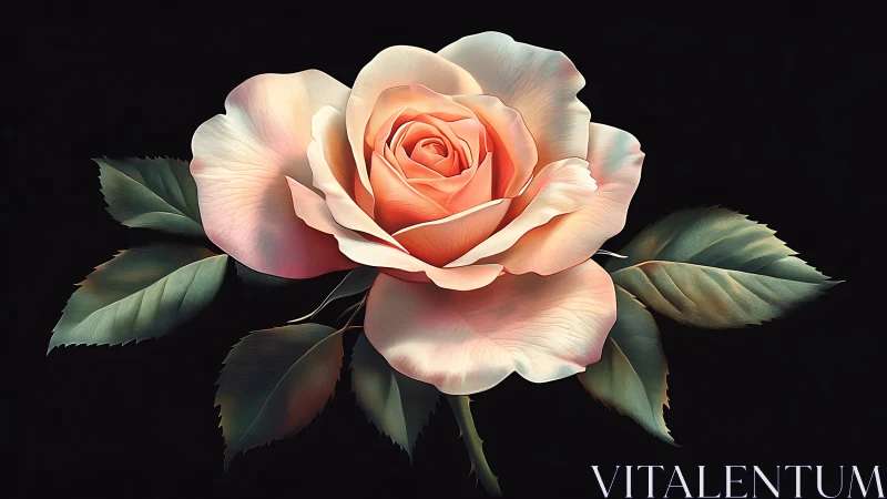 A Luminous Coral Rose Blooms in Delicate Beauty.