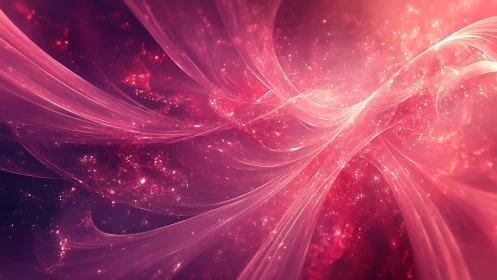 Vibrant Pink Abstract Light Swirls with Sparkling Cosmic Style.