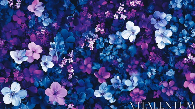 Midnight Bloom Symphony: A Dance of Ethereal Flowers.