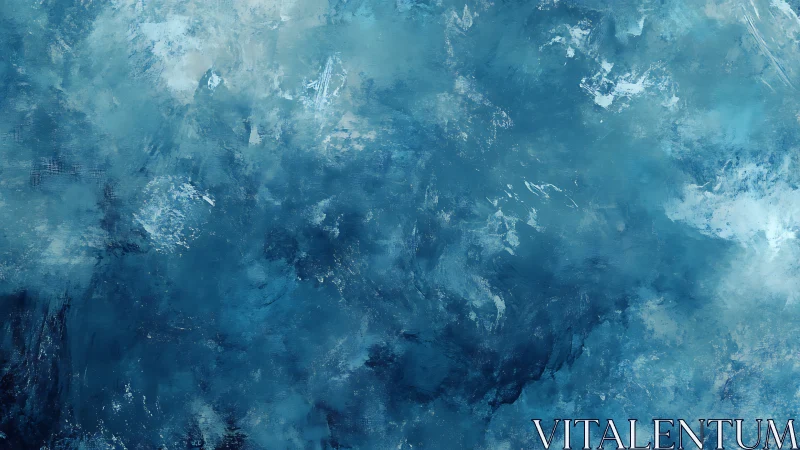 Textured blue abstract field with layered impasto cloud forms