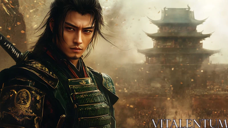 Storm-eyed samurai studies the battlefield before dusk falls