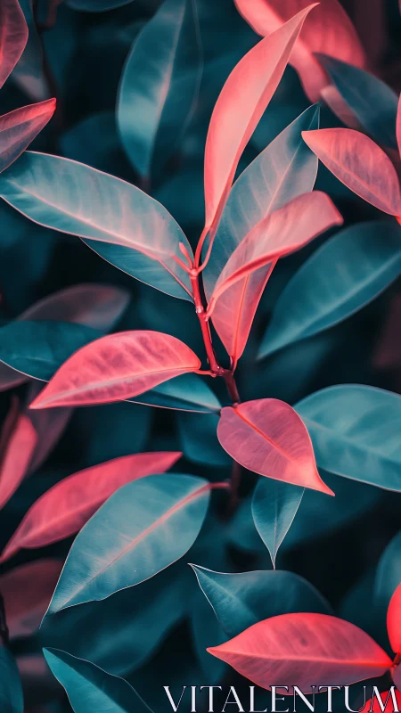 Neon-tinted foliage study with complementary chromatic contrast.