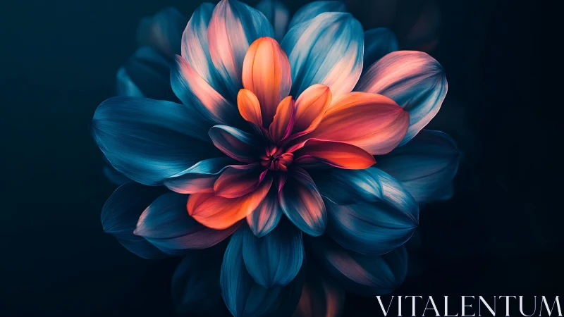 Luminous Bloom Against Darkness: A Digital Flower