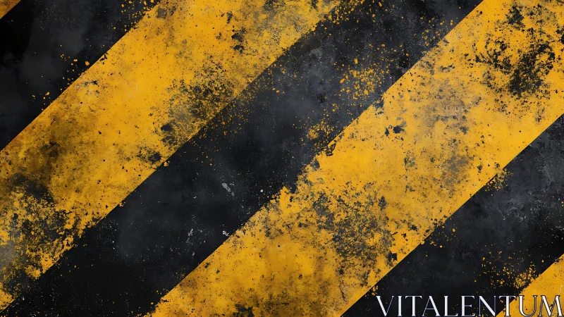 Diagonal hazard stripes show distressed industrial surface texture