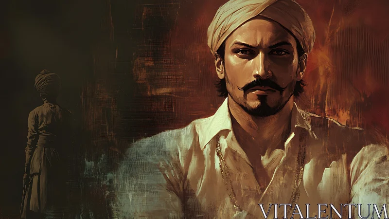 Portrait of resolute turbaned man in warm painterly chiaroscuro