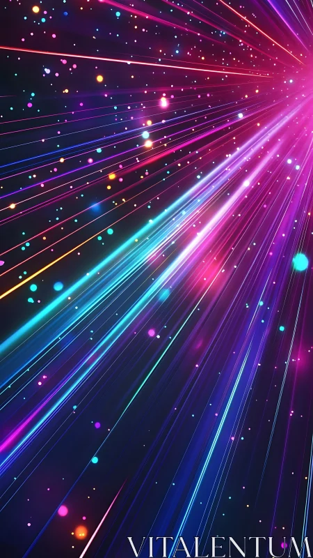 Prismatic lightstream comet tails racing through neon night.