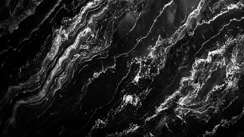 Monochrome marble veining forms high-contrast abstract strata