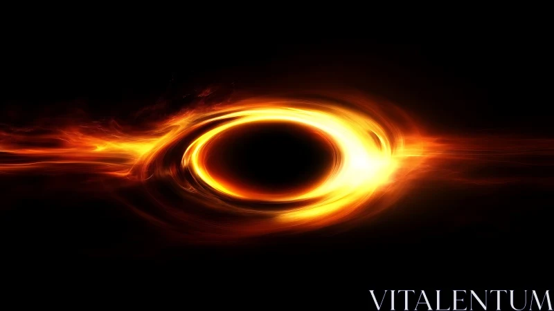 Black Hole. Accretion Disk Radiates Intense Golden Light.