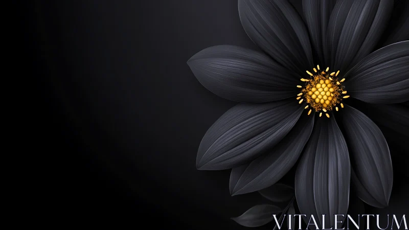 Black Bloom Radiance: Golden Heart Ignites Night.