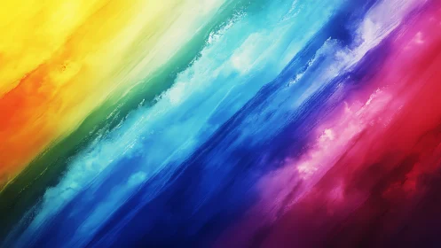 Diagonal gradient bands of vivid rainbow digital color.