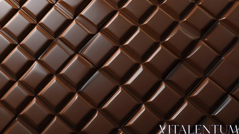 Close-up of glossy chocolate bar squares in geometric pattern.