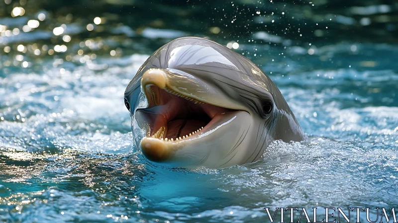 Hydrodynamic dolphin portrait with surface tension dynamics.