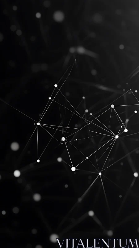 Abstract network of glowing nodes on dark gradient background.