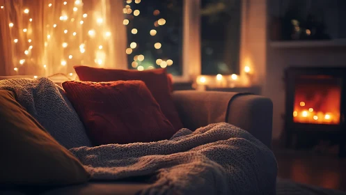 Hygge Haven: Cozy Sanctuary Wrapped in Golden Hour Magic.