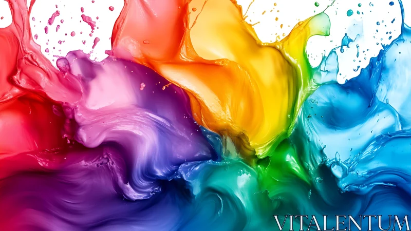 Chromatic fluid dynamics of colliding rainbow paint waves.