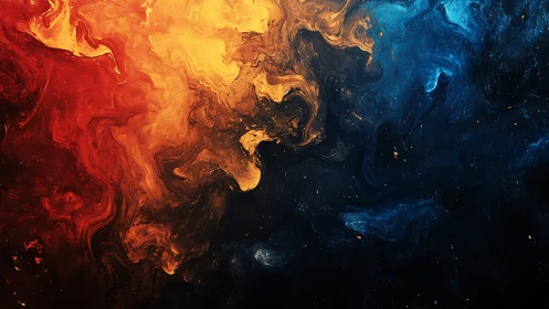 Fluid Dynamics: Fire and Ice Collision in Abstract Space.