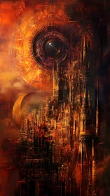 Thermal megastructure beneath orbital singularity aperture.