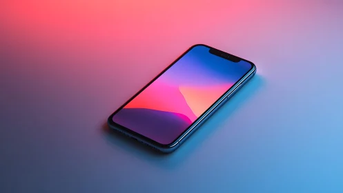 Modern smartphone on gradient background, digital art style.