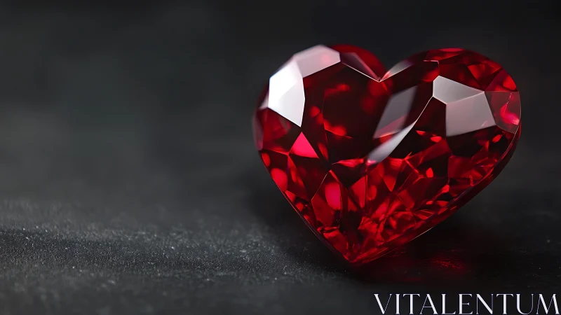 Crimson Faceted Heart Gemstone. Radiant luxury.