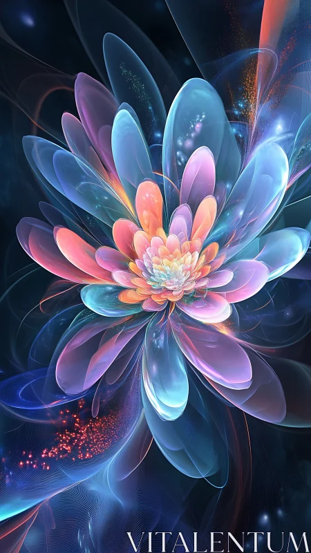 Luminescent fractal flower blooms in deep cosmic space.