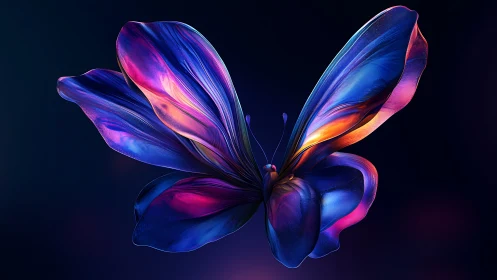 Luminous glasswing butterfly bends neon twilight into silk