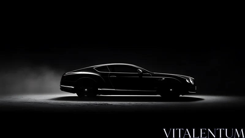 Low-key side profile isolates luxury coupe with rim lighting accents