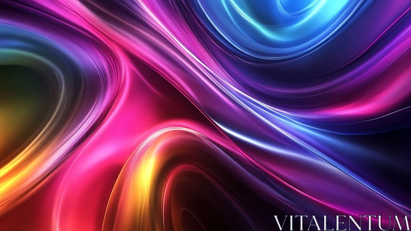 Vivid neon light waves flow across deep abstract gradient space