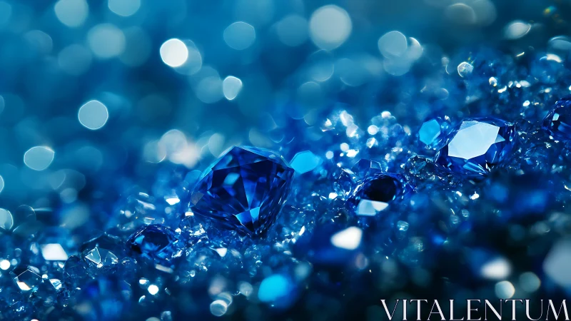 Deep blue gemstones scatter under luminous bokeh haze.