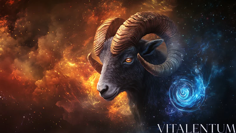 Cosmic ram portrait in dual-element nebular composition.