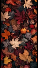 High-contrast macro study of overlapping autumn maple foliage