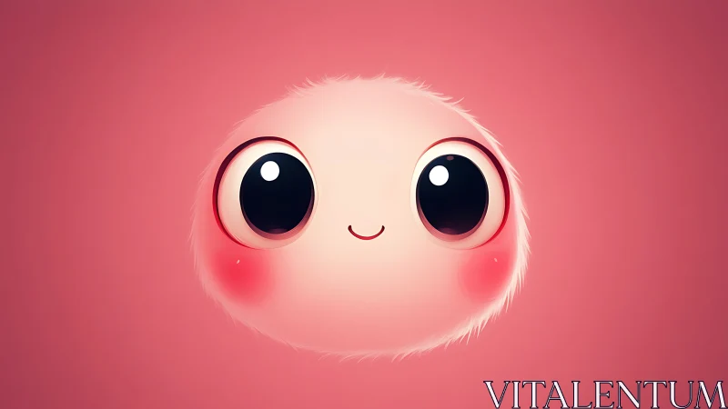 Cute pastel fluffball character with huge glossy eyes.