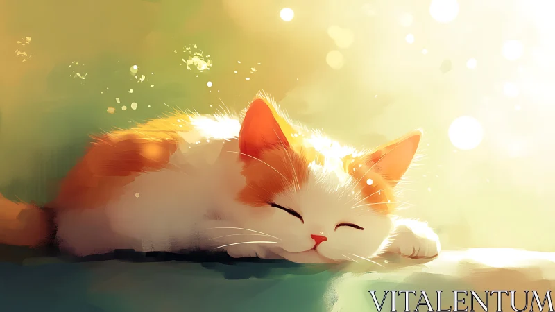 Sunlit kitten dreamscape glowing in warm golden hush.