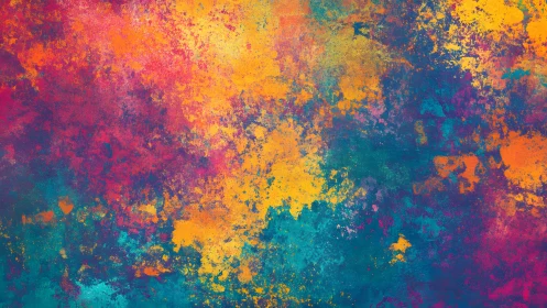 Vibrant Abstract Paint Splash Texture in Bold Warm and Cool Tones.