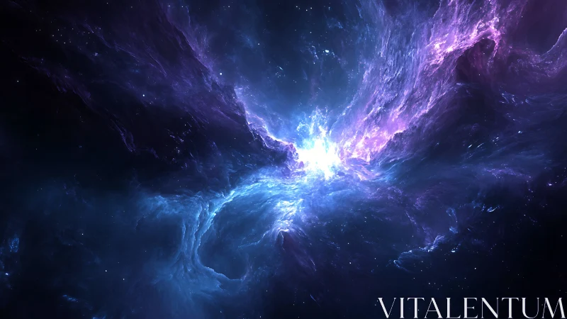 Energetic nebula core rendered with high contrast spectral lighting